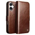 Etui Portefeuille iPhone 17 en Cuir Qialino Classic - Dunkelbraun