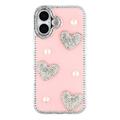 Coque hybride iPhone 17 Amour étincelant et perle - Rose