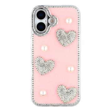 Coque hybride iPhone 17 Amour étincelant et perle - Rose