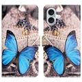 Étui Portefeuille iPhone 17 - Série Style - Papillon Bleu