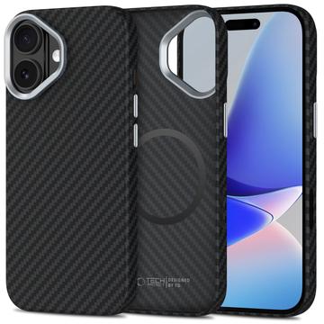 Coque plastique iPhone 17 Tech-Protect Ion Carbon - Compatible MagSafe - Noire / Argente