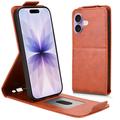 Étui à rabat vertical iPhone 17 avec support - Marron