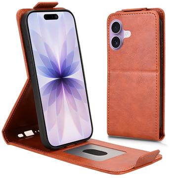 Étui à rabat vertical iPhone 17 avec support - Marron