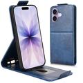 Étui à rabat vertical iPhone 17 avec support - Bleu foncé