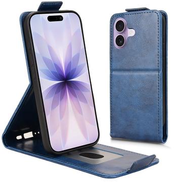 Étui à rabat vertical iPhone 17 avec support - Bleu foncé
