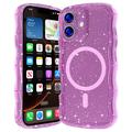 Coque MagSafe iPhone 17 Wave-Edge Laser Glitter - Rose translucide