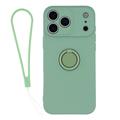 Coque iPhone 18 Pro Max en silicone liquide avec anneau de maintien et dragonne - Menthe