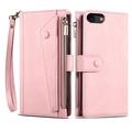 Étui portefeuille à fermeture éclair iPhone 7/8/SE (2020)/SE (2022) Esseble  avec dragonne - Rose