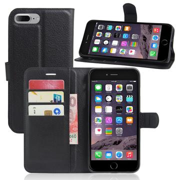 Étui Portefeuille iPhone 7 Plus iPhone 8 Plus avec Fermeture Magnétique - Noir