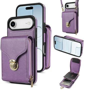 Coque tout-en-un iPhone Air avec portefeuille et dragonne - Violete