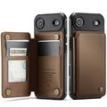 Étui Caseme C22 iPhone Air avec portefeuille de cartes protégé par RFID - Marron