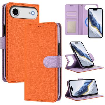 Étui portefeuille détachable iPhone Air avec MagSafe, protection RFID et dragonne - Orange / Violet
