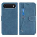 Étui élégant et rétro iPhone Air avec porte-cartes rotatif et fonction de support - Bleu