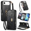 Etui iPhone Air à motifs floraux et de feuilles avec pochette zippée et dragonne