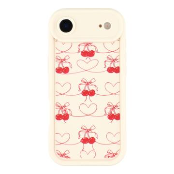 Coque TPU antichoc élégante iPhone Air avec bords relevés - Blanche / Cerises à nœud
