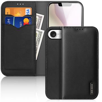 Etui Portefeuille iPhone 16e en Cuir Dux Ducis Hivo - Noir