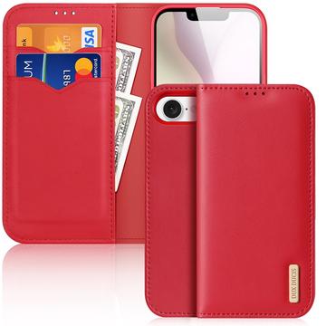 Etui Portefeuille iPhone 16e en Cuir Dux Ducis Hivo - Rouge