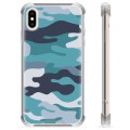 Coque Hybride iPhone XS Max - Camouflage Bleu