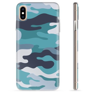 Coque iPhone XS Max en TPU - Camouflage Bleu