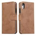 Étui portefeuille 2-en-1 vintage iPhone XR avec rabat amovible - Marron