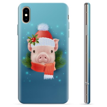 Coque iPhone XS Max en TPU - Cochonnet d\'Hiver