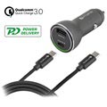 Chargeur Voiture Rapide USB-C 4smarts - QC3.0 & USB PD - 30W - Noir