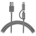Câble MicroUSB & Type-C 4smarts ComboCord - 2m - Gris