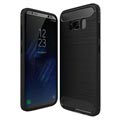 Coque Samsung Galaxy S8 en TPU Brossé - Fibre de Carbone - Noir