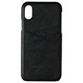 Coque iPhone X / iPhone XS en Cuir Essentials Triple Card - Noir