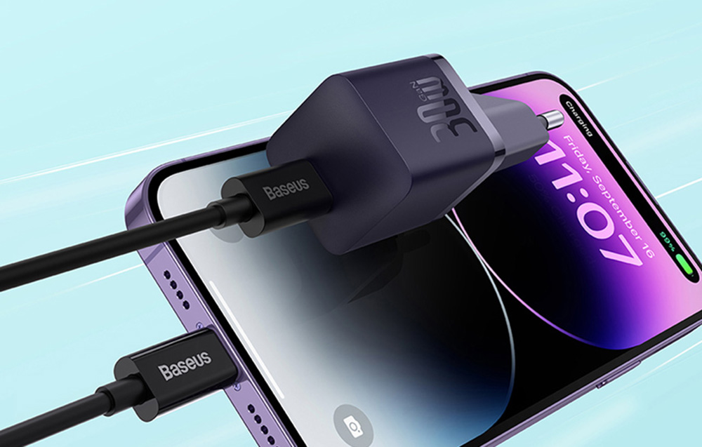 Baseus Mini GaN5 30W USB-C Wall Charger - Purple (Chargeur mural USB-C)