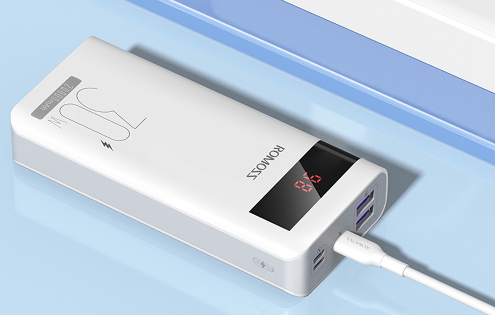 Romoss Sense6PS Pro 30W Power Bank 20000mAh - USB-C, 2x USB-A - Blanc